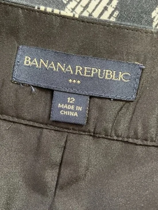 Banana Republic Linen Cotton Pencil Skirt Black White Polka Dots Size 12 - Picture 6 of 8